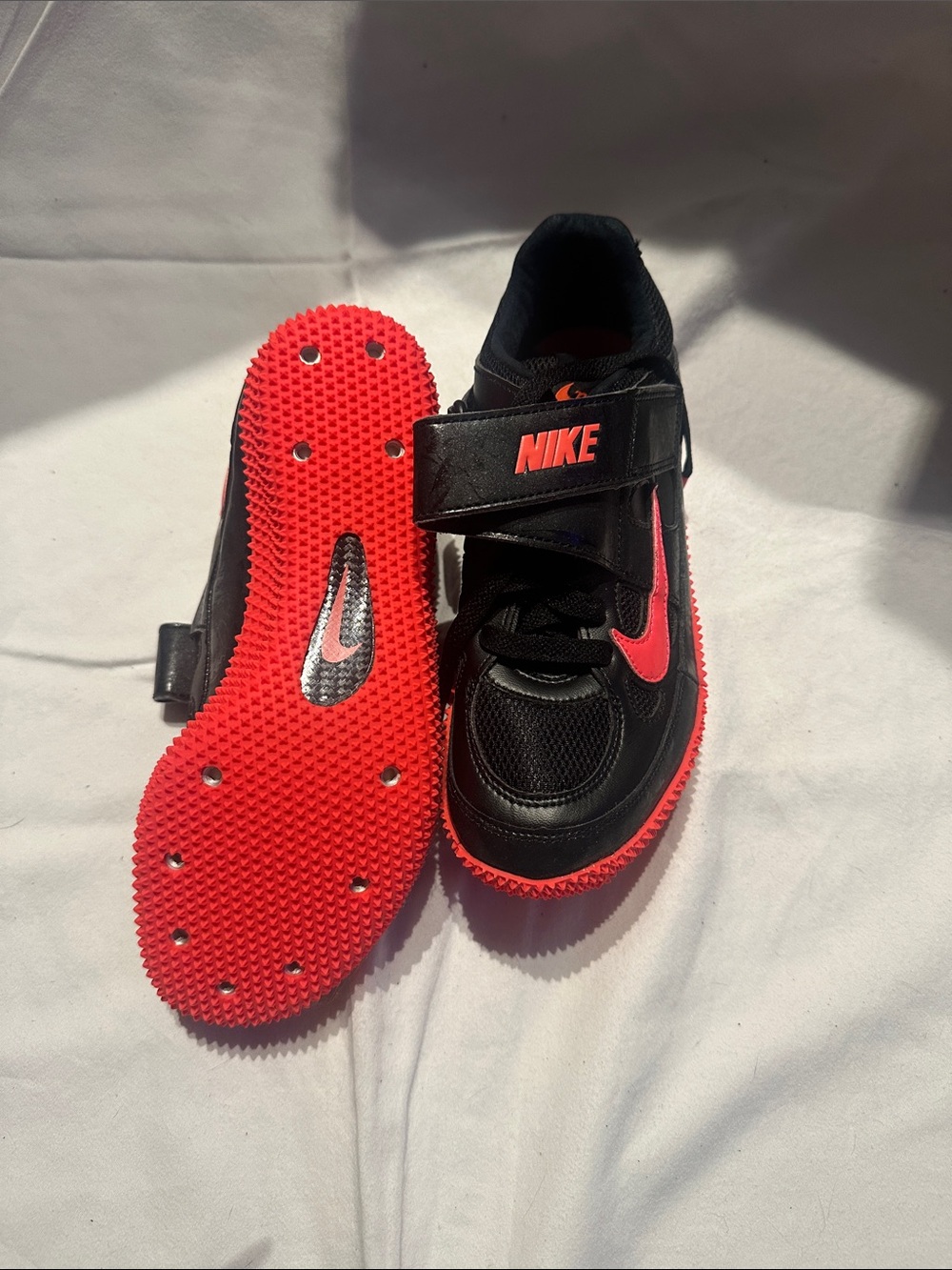 Nike High Jump Spikes Black Sneakers with Bright Red